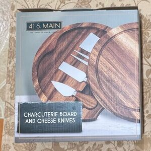 Wooden Charcuterie Board Set with Cheese Knives - Brown